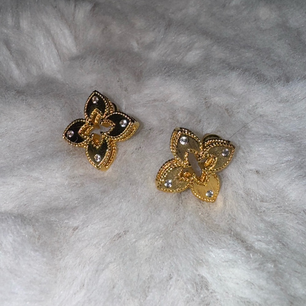 Elegant Gold over Silver Clover Earrings